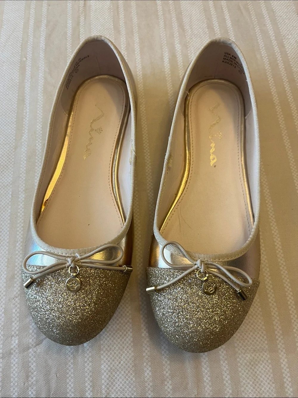 Girls' Gold Glitter Ballet Flats -